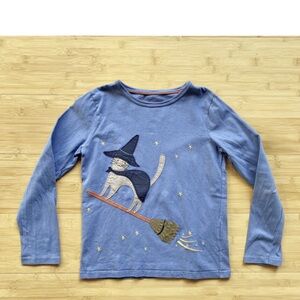 Mini Boden Blue Shirt with Cat Witch Design